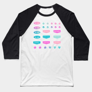 Back to School Teal and Fuchsia Gradient Weekly Planner Baseball T-Shirt